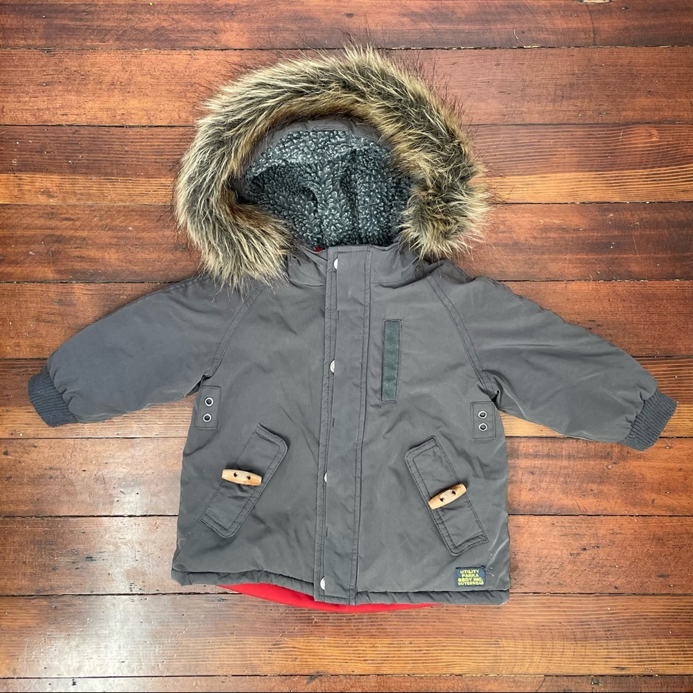 Zara Baby Boy Padded Parka with Removeable Fur